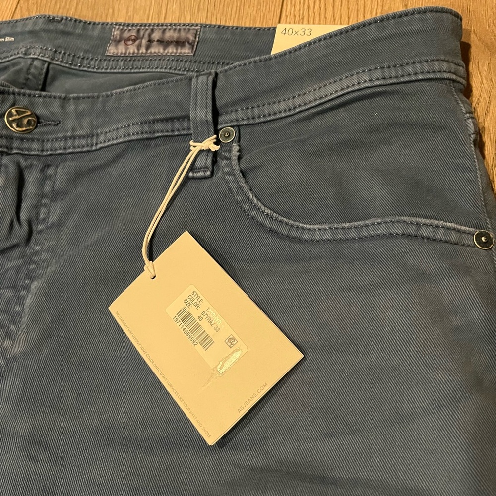 AG Adriano Goldschmied Men's Blue Slim Straight Jeans